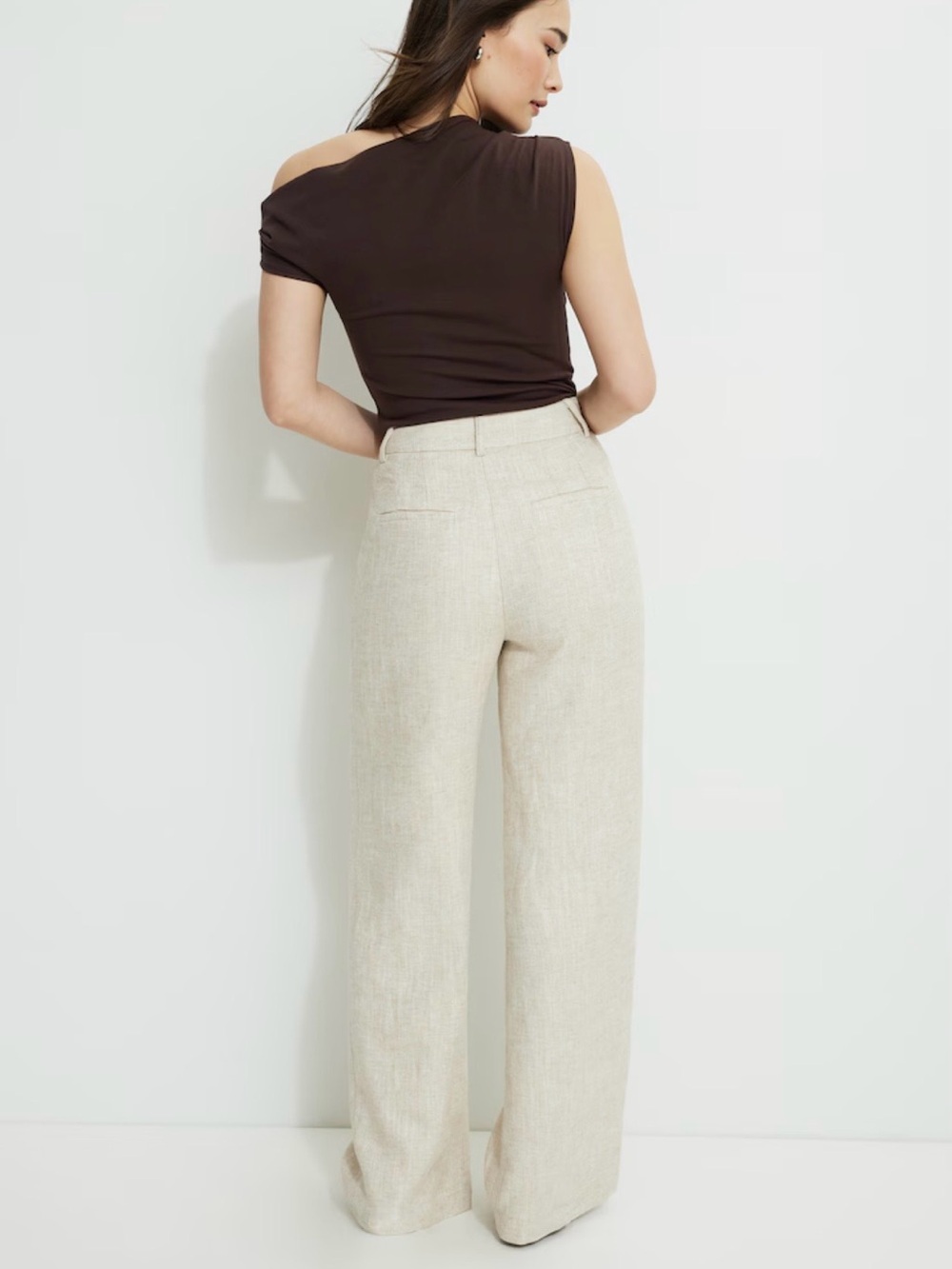 Dynamite Yasmin Striagnt leg Linen-Blend Pants Light Beige SZ 0 - Picture 12 of 13